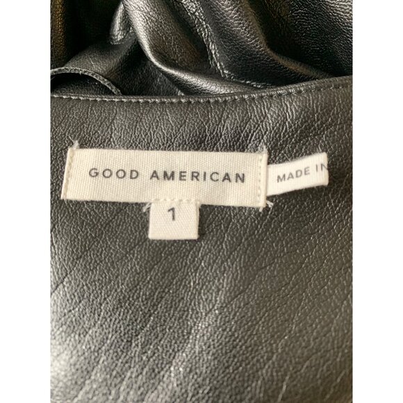 New Good American Faux Buttery Leather Wide Leg Halter Jumpsuit Size Small  RN10 - Picture 3 of 11